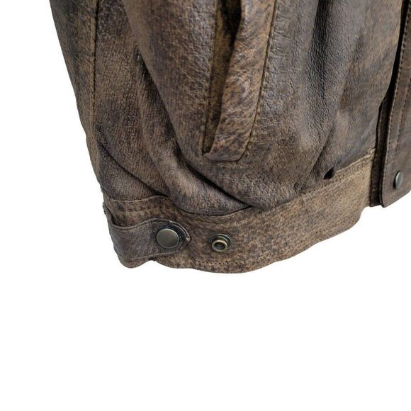 Vintage 80's Leather Jacket Flight Bomber Maverick Top Gun Distressed Brown XL - Picture 14 of 17